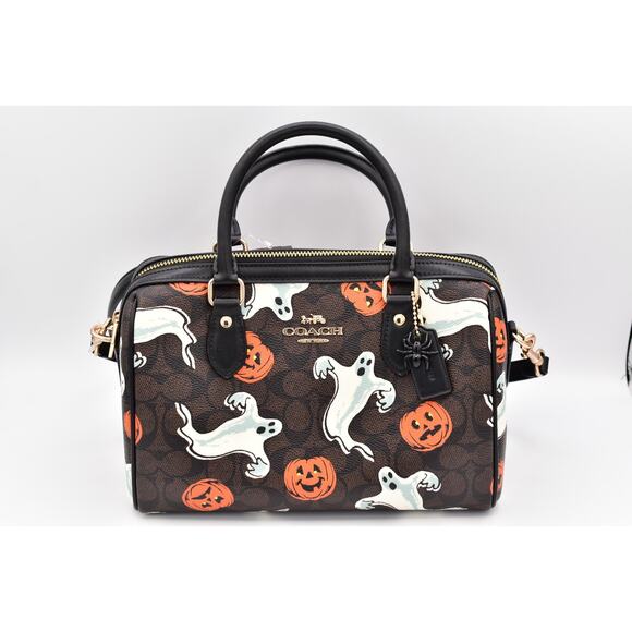 Coach Rowan Satchel Bag In Signature Canvas With Halloween Print NWT Walnut 2025 - Picture 1 of 16